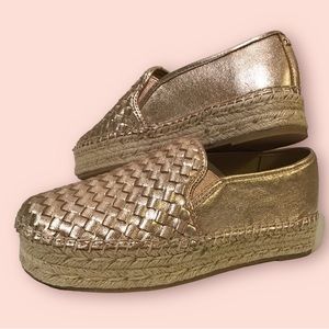Sam Edelman rose gold metallic platform espadrilles size 8 never worn